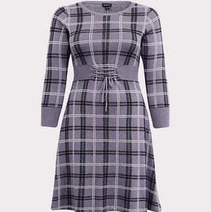 Torrid gray plaid sweater corset dress - size 1